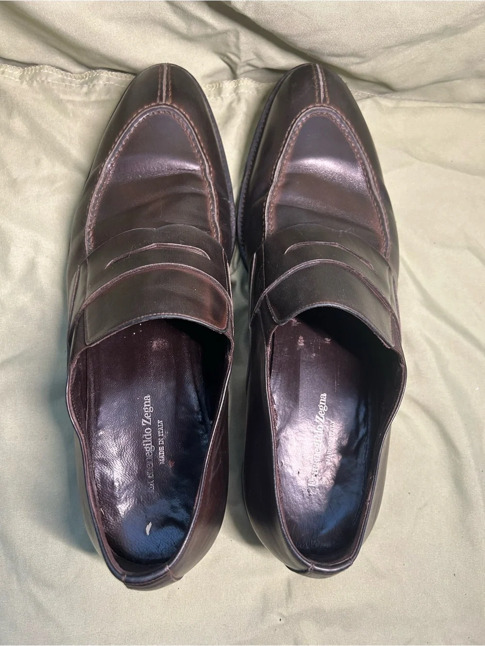 Ermenegildo Zegna Cap Toe Dress Shoes Brown Leather Mens Sz 9 US